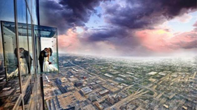 Four lucky couples will win a Valentines Day wedding ceremony on the Willis Tower Skydeck. 