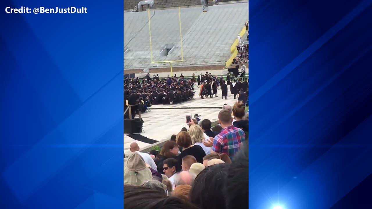 Graduates walk out on Pence at Notre Dame commencement