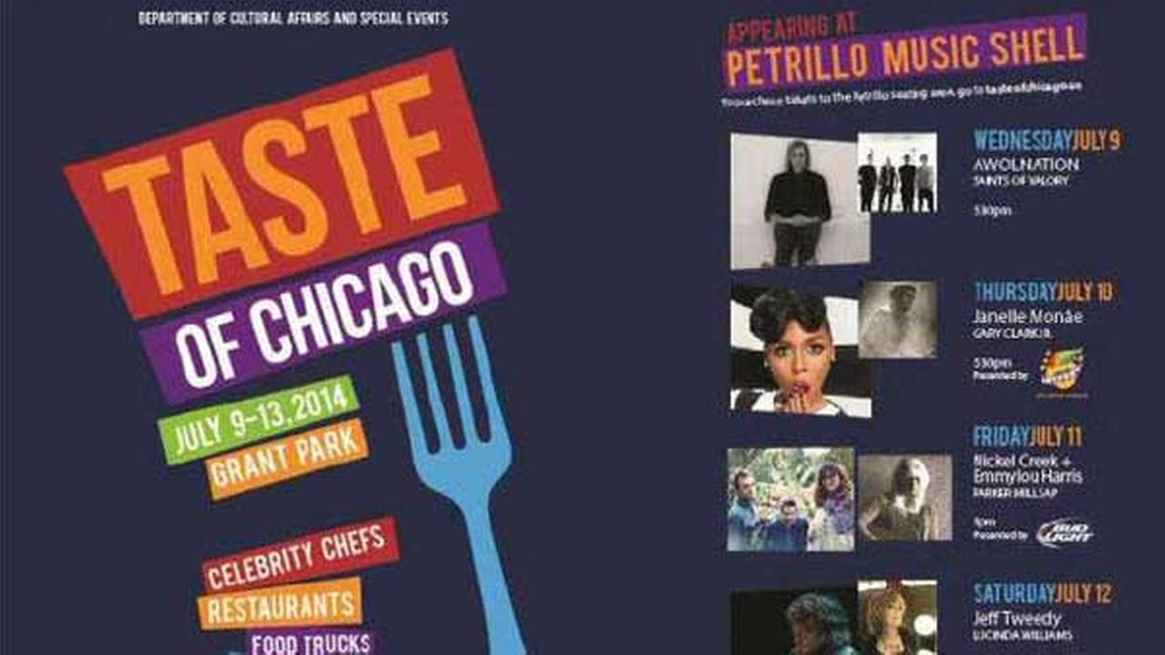 Tickets for Taste of Chicago concert seating, Chef du Jour meals to go