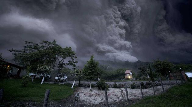 Clouds of ash fill the sky after an eruption by the Colima volcano, known as the Volcano of Fire, near the town of Comala, Mexico on July 10, 2015.