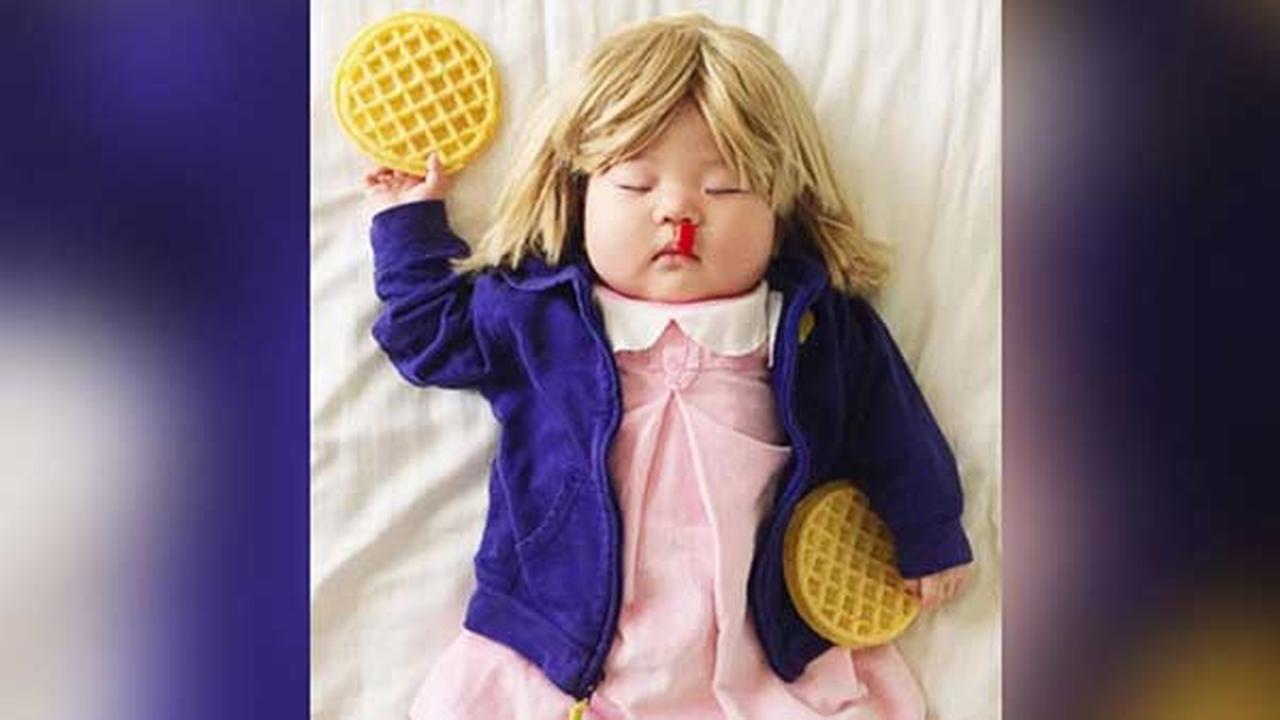 This sleeping beauty plays dress up with her mom while she naps