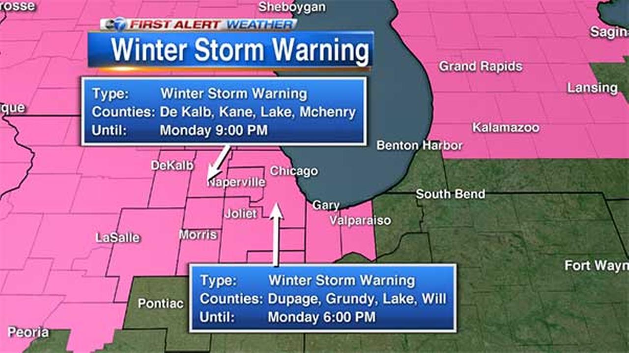 Chicago Weather Winter Storm Warning in effect freezing rain, ice