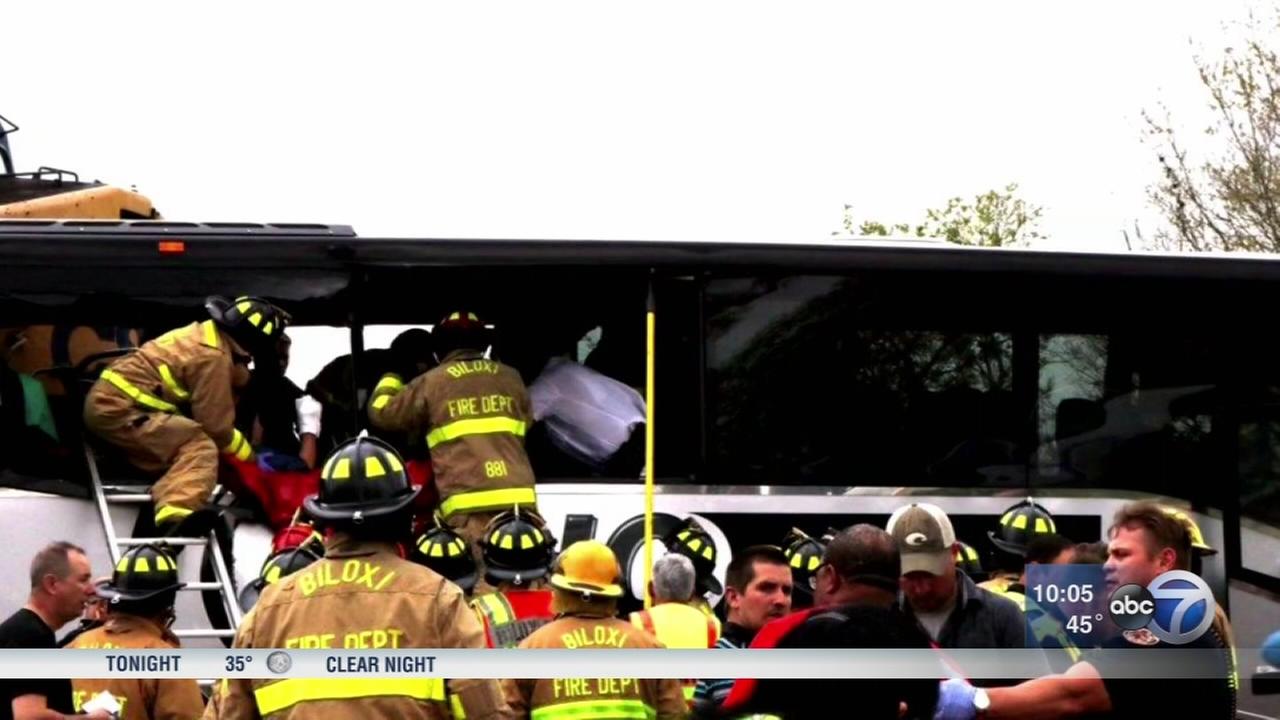 Train strikes, drags charter bus in Biloxi, Mississippi; 3 dead, 35 injured - WLS