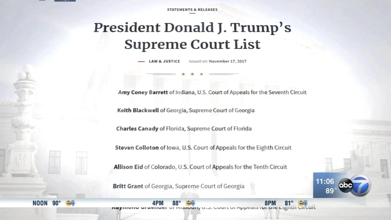 President Donald Trump closes in on Supreme Court pick
