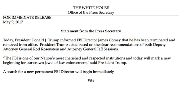 president trump fires fbi director james comey 6abc com trump letter to comey