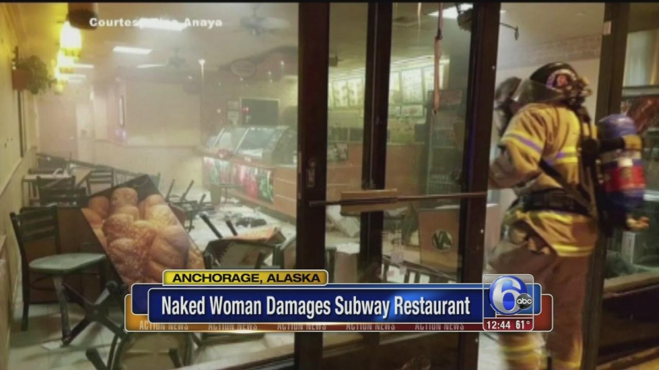 Caught On Tape: Naked Woman Trashes Subway Restaurant 