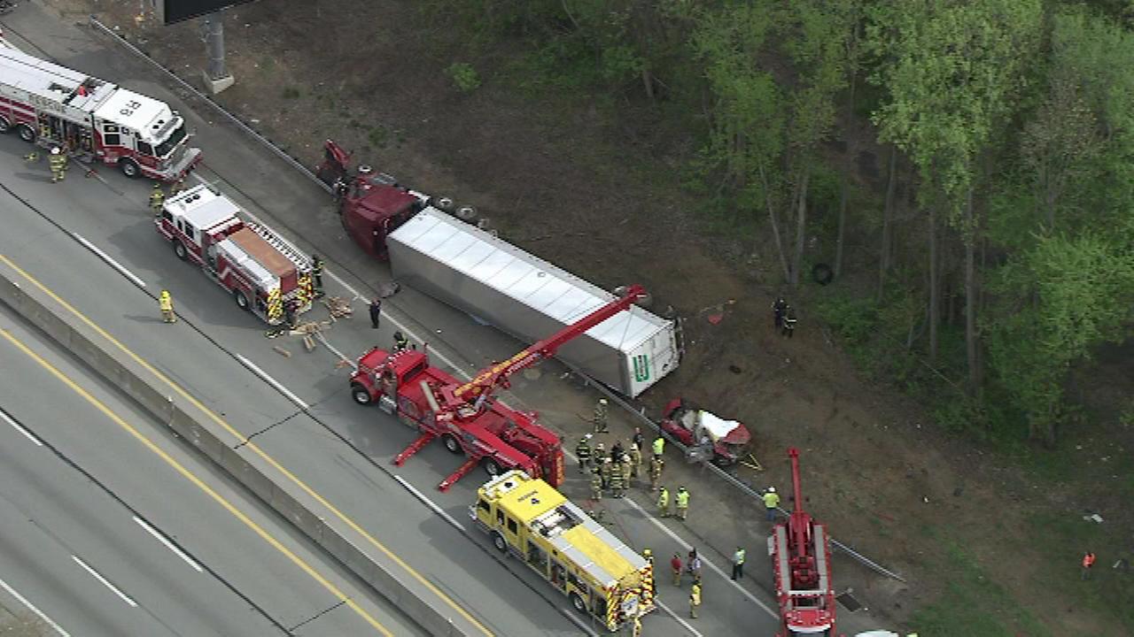 Woman, 18, killed after truck overturns onto car along Pa. Turnpike