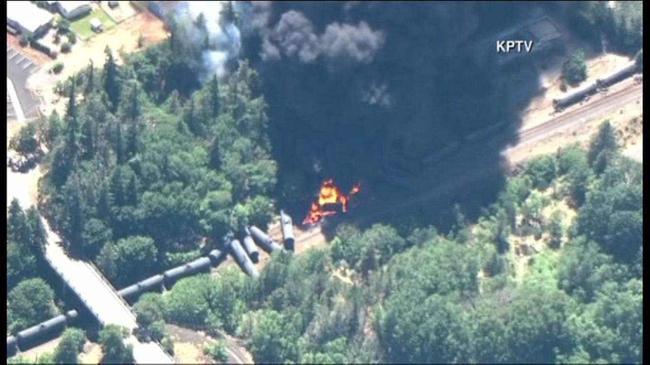 Oregon Train Derailment Spills Oil Sparks Fire