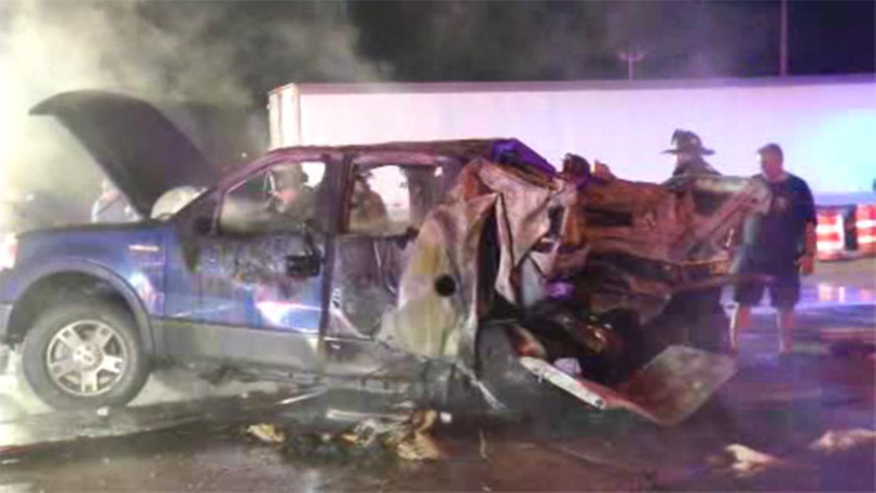 2 adults, 1 child injured in fiery Delaware crash