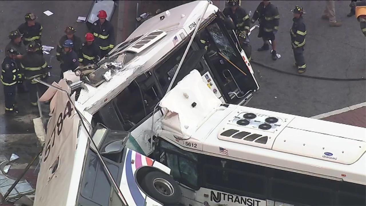 August 19, 2016: Two NJ Transit buses collided at North Broad Street and Raymond Boulevard in Newark, N.J. around 6 a.m.