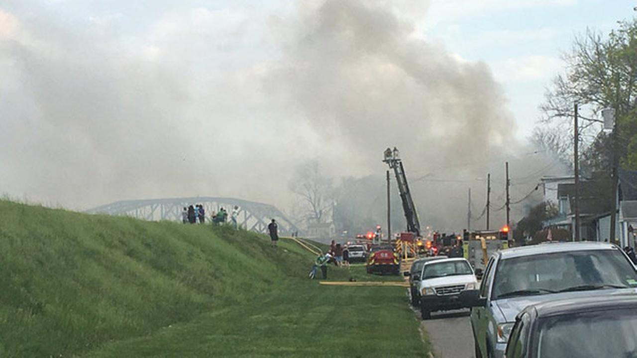 Firefighters battle fire in Morrisville, Bucks County