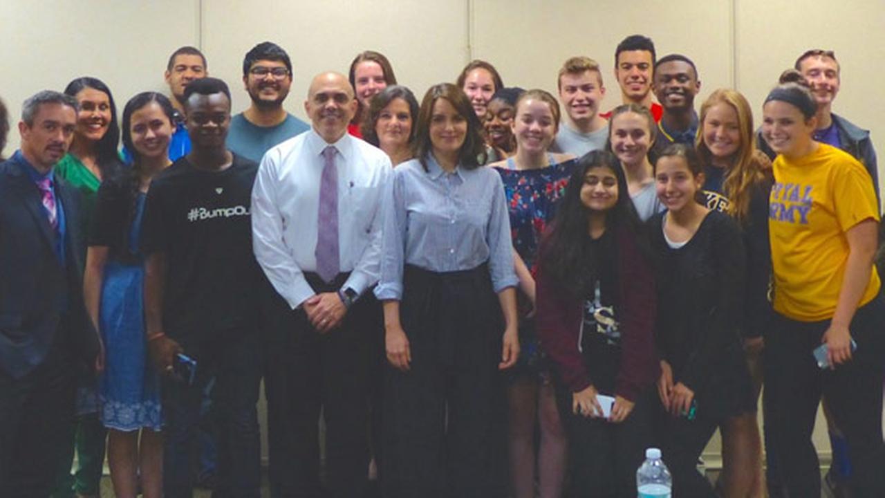 Tina Fey makes surprise return to Upper Darby High School