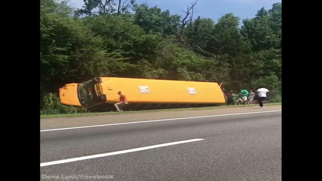 Raw video Rescuers rush to scene of Cherry Hill bus crash