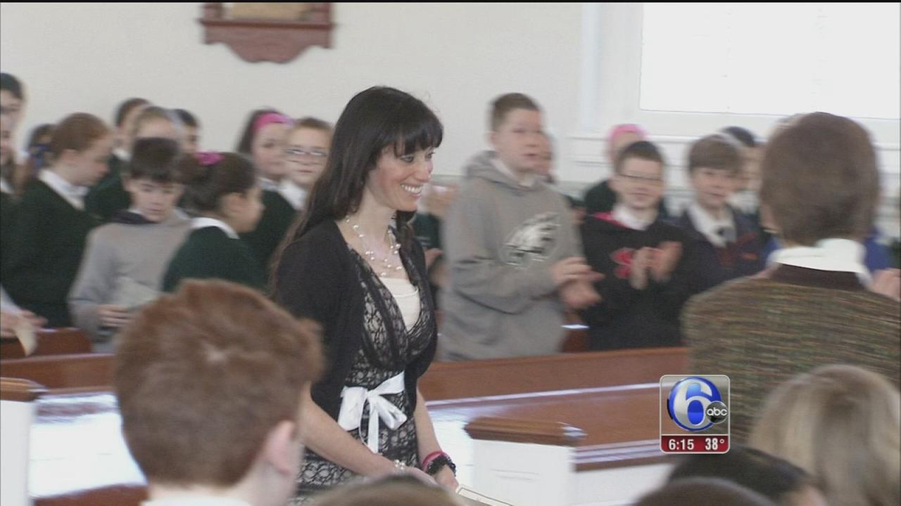 Students surprise Catholic teacher who won national award - WPVI-TV