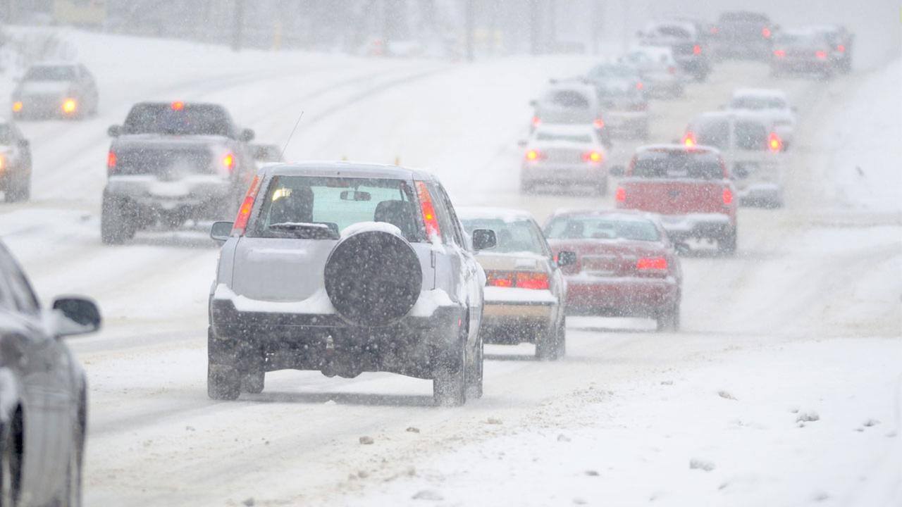 Slippery winter road conditions. 