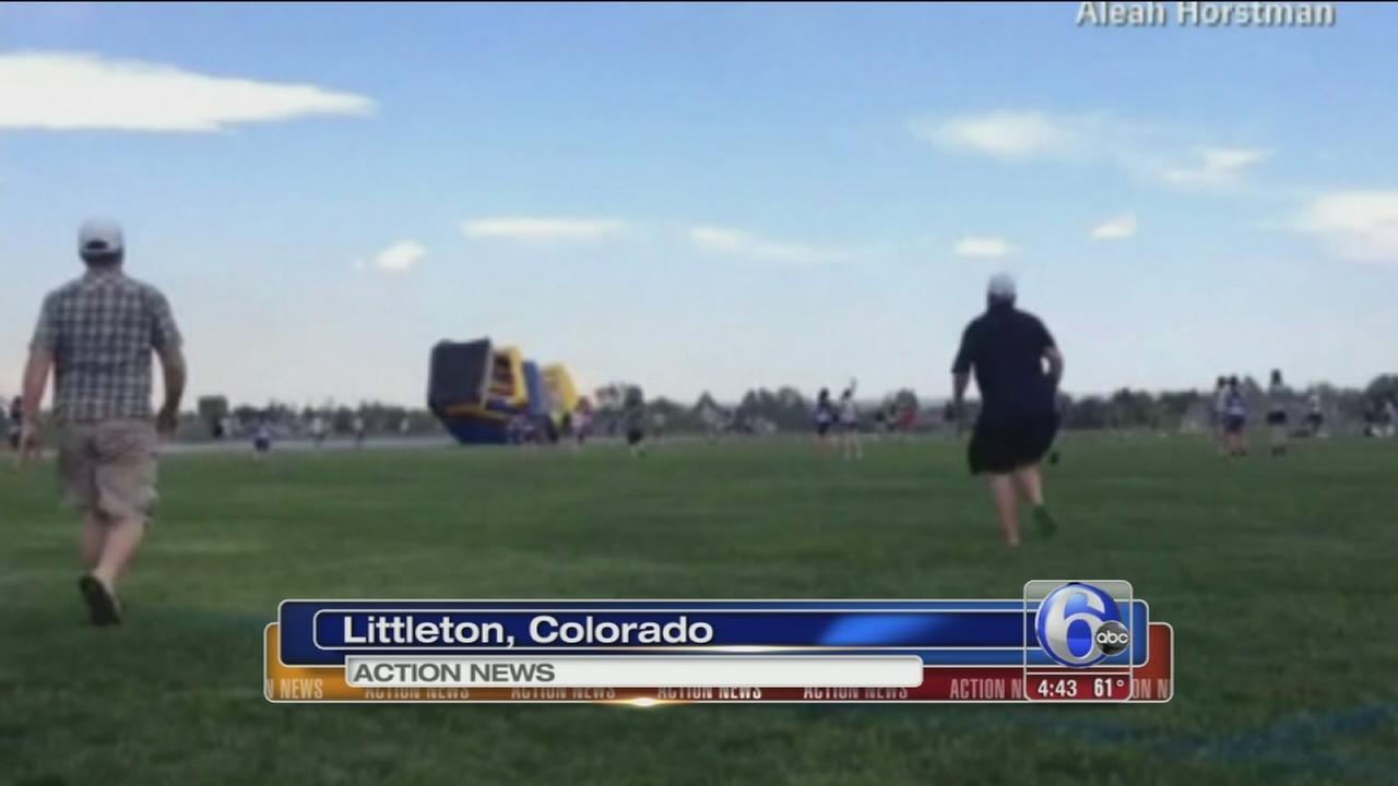 VIDEO Bounce house blown away with kids inside