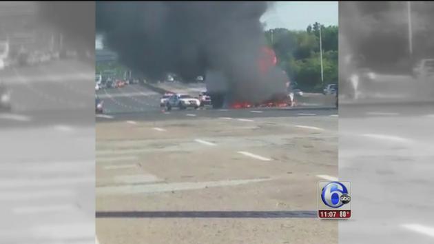 VIDEO: Roadway damaged after truck fire on NB Rt. 76