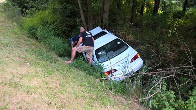 2 rescued from car after driver crashes into tree