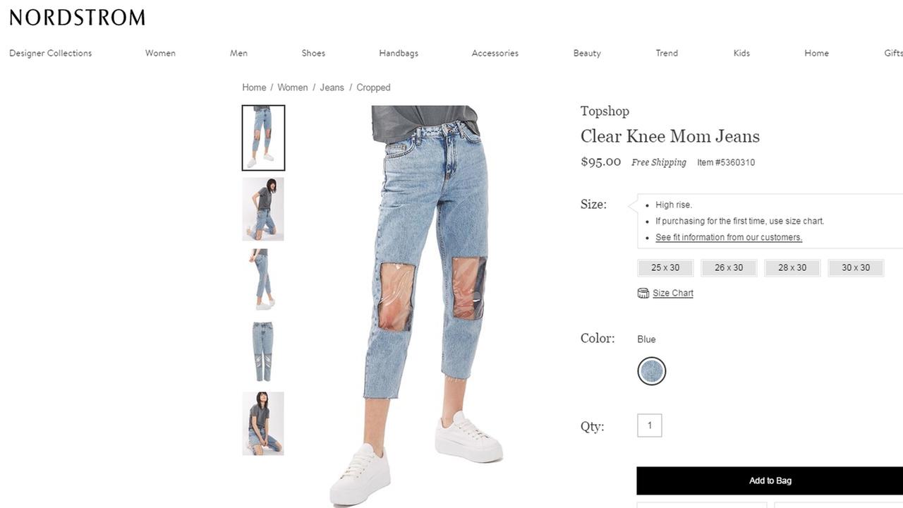 mom jeans with holes in knees
