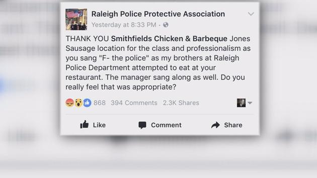 A member of the Raleigh Police Protective Association (RPPA) took to the group's Facebook account to express their disgust