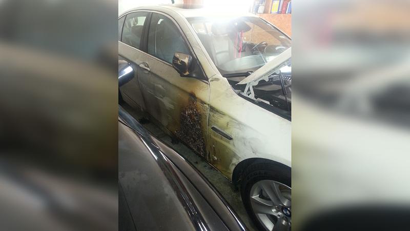 Danielle Emersons BMW caught fire inside her garage
