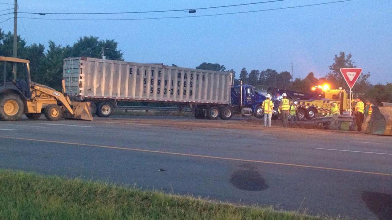 Overturned Tractor Trailer Blocks I-40 Ramp, Driver Injured | Abc11.com