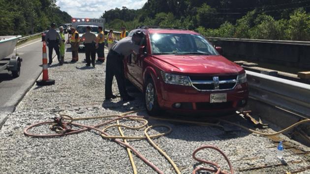 A NCDOT worker was hit by a red SUV along US 70 in Johnston County Tuesday