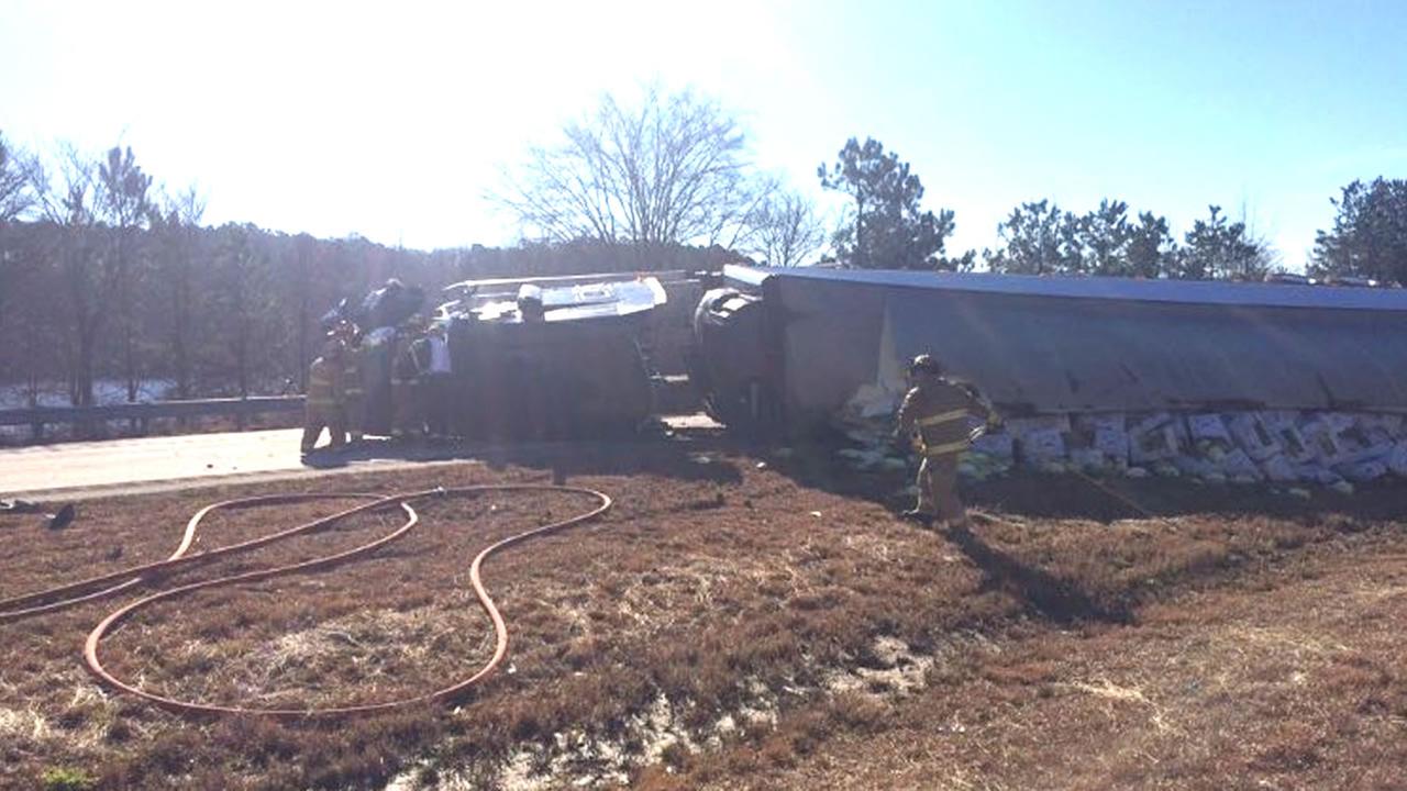 Truck crash dumps cabbage on I-95 near Rocky Mount