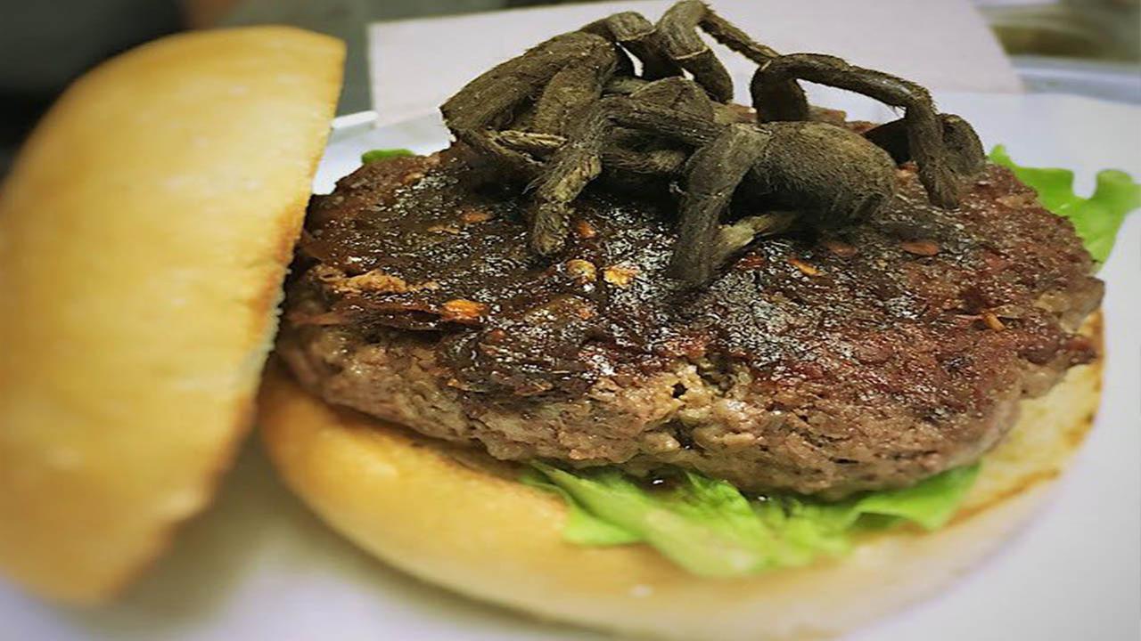 I'll have a burger with roasted tarantula, please? I'll have a burger with roasted tarantula, please?