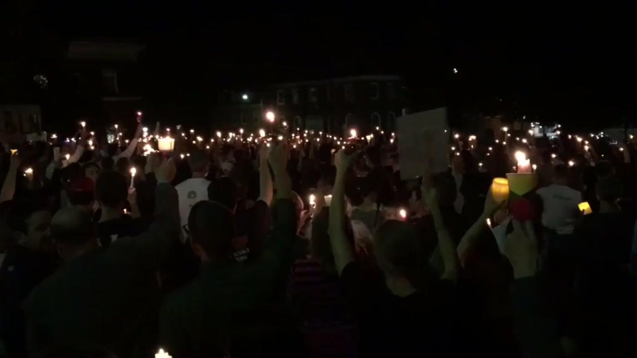 Torch-wielding group protests Confederate statue removal