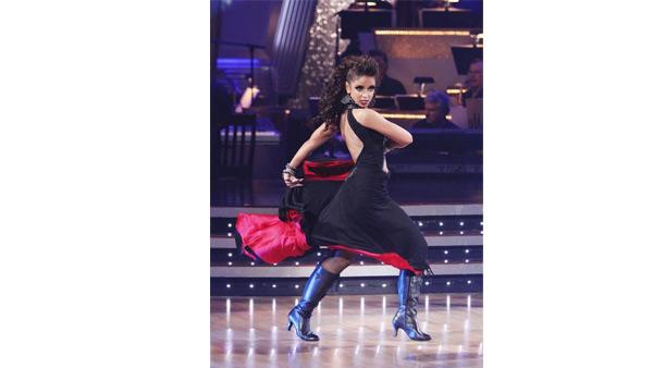 Mya and partner Dmitry Chaplin dance the first round Monday night on 'Dancing With the Stars,' Monday, November 23, 2009