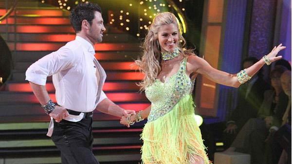 ESPN reporter Erin Andrews and partner Maksim Chmerkovskiy perform the Cha Cha Cha on the season premiere of 'Dancing With the Stars.