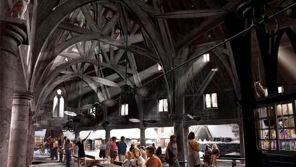 Owlery: Located across the Three Broomsticks is The Owlery, where owls roost and await their next delivery. (Early conceptual rendering of The Owlery, located in Hogsmeade.)