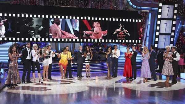 The remaining eight couples gather on the dance floor on 'Dancing With the Stars,' Monday, April 19, 2010.