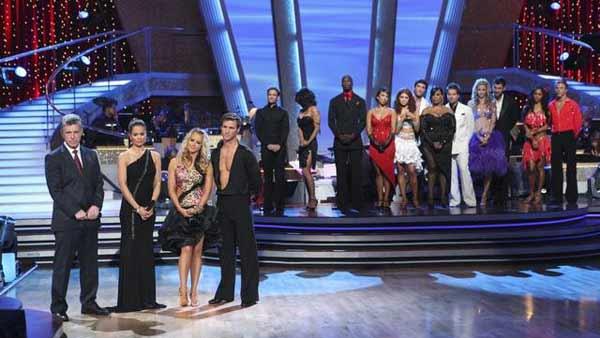 'Bachelor' Jake Pavelka and partner Chelsie Hightower react to being eliminated from 'Dancing With the Stars' on Tuesday, April 27, 2010.