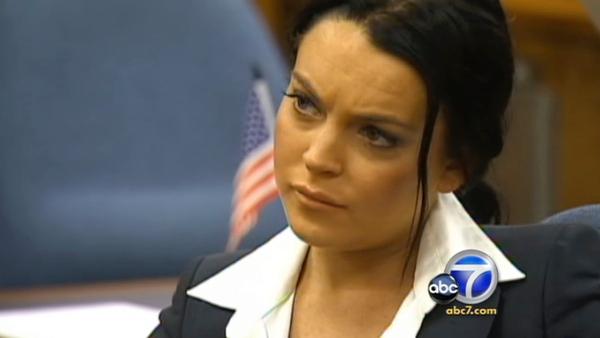 Actress Lindsay Lohan sported an ugly, alcohol-monitoring ankle bracelet when she left court Monday