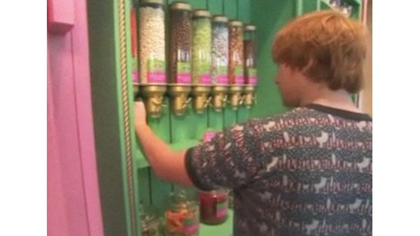 Rupert Grint (Ron Weasley) examines a candy shop inside 'The Wizarding World of Harry Potter,' which opened at Universal Studios in Orlando, Florida on June 18, 2010.