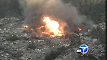 A massive fire roared through a neighborhood in San Bruno, Calif. on Sept. 9, 2010.