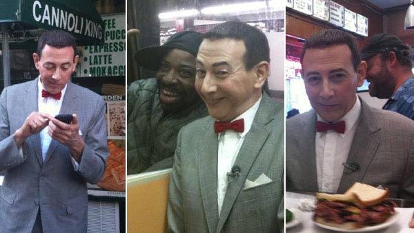 Pee-wee Herman in Littly Italy, on a subway and at Katz Deli in Ne York City on Oct. 7, 2010.