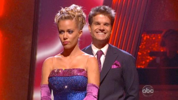 Kendra Wilkinson and her partner Louis van Amstel await possible elimination. The couple received 19 out of 30 from the judges for their Quickstep on week 2 of 'Dancing With The Stars' on Monday, March 28, 2011.