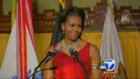 First lady Michelle Obama visited Southern California on Monday June 13, 2011, starting with a panel discussion in Beverly Hills.