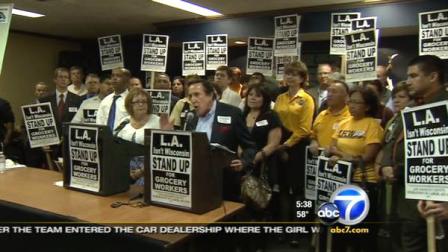 Hundreds of grocery workers, clergy and other supporters will march from Hollywood to Los Feliz Tuesday morning.