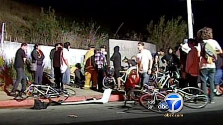 A suspected drunk driver was taken into custody after plowing into a large group of bicyclists in Baldwin Village.