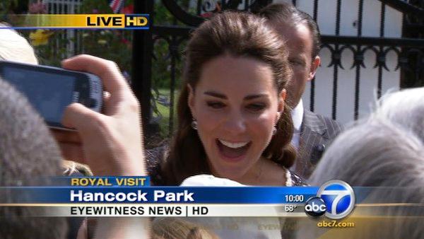 Kate, also known as Catherine, Duchess of Cambridge, is talking with fans outside the British Consul-General's residence in Hancock Park Sunday July 10, 2011.