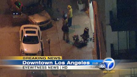 A driver hit a mother pushing a stroller during Art Walk in downtown L.A. Thursday night.