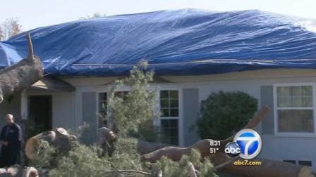 Blue roof tarps