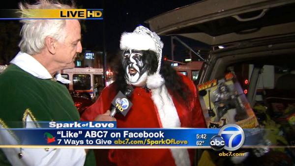 One KISS fan dressed up as Santa and donated a trunk full of toys to Friday's Stuff-A-Bus event in Anaheim.