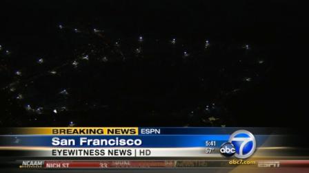 Candlestick Park was plunged into darkness Monday night, delaying the San Francisco 49ers-Pittsburgh Steelers game.