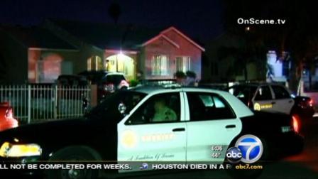 Police are searching for four men accused in two home-invasion robberies early Tuesday morning in Compton.