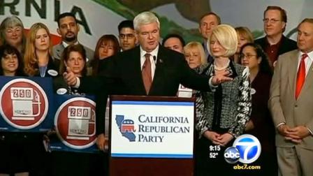 Newt Gingrich was one of the headline speakers at the Republican partys convention in Northern California on Saturday.